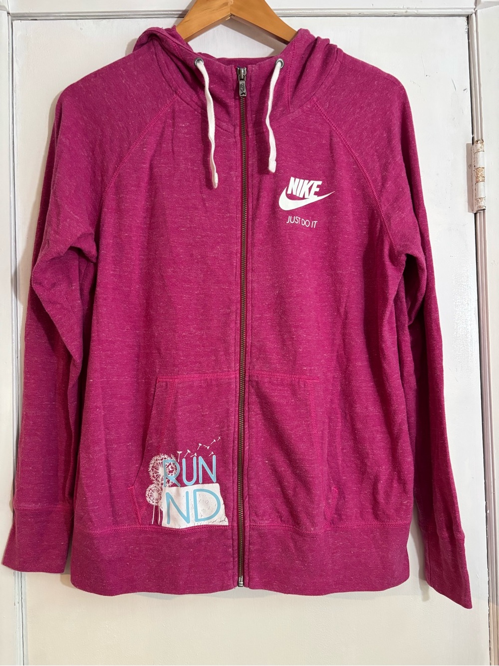 Nike Magenta Zip-Up Hoodie with White Logo